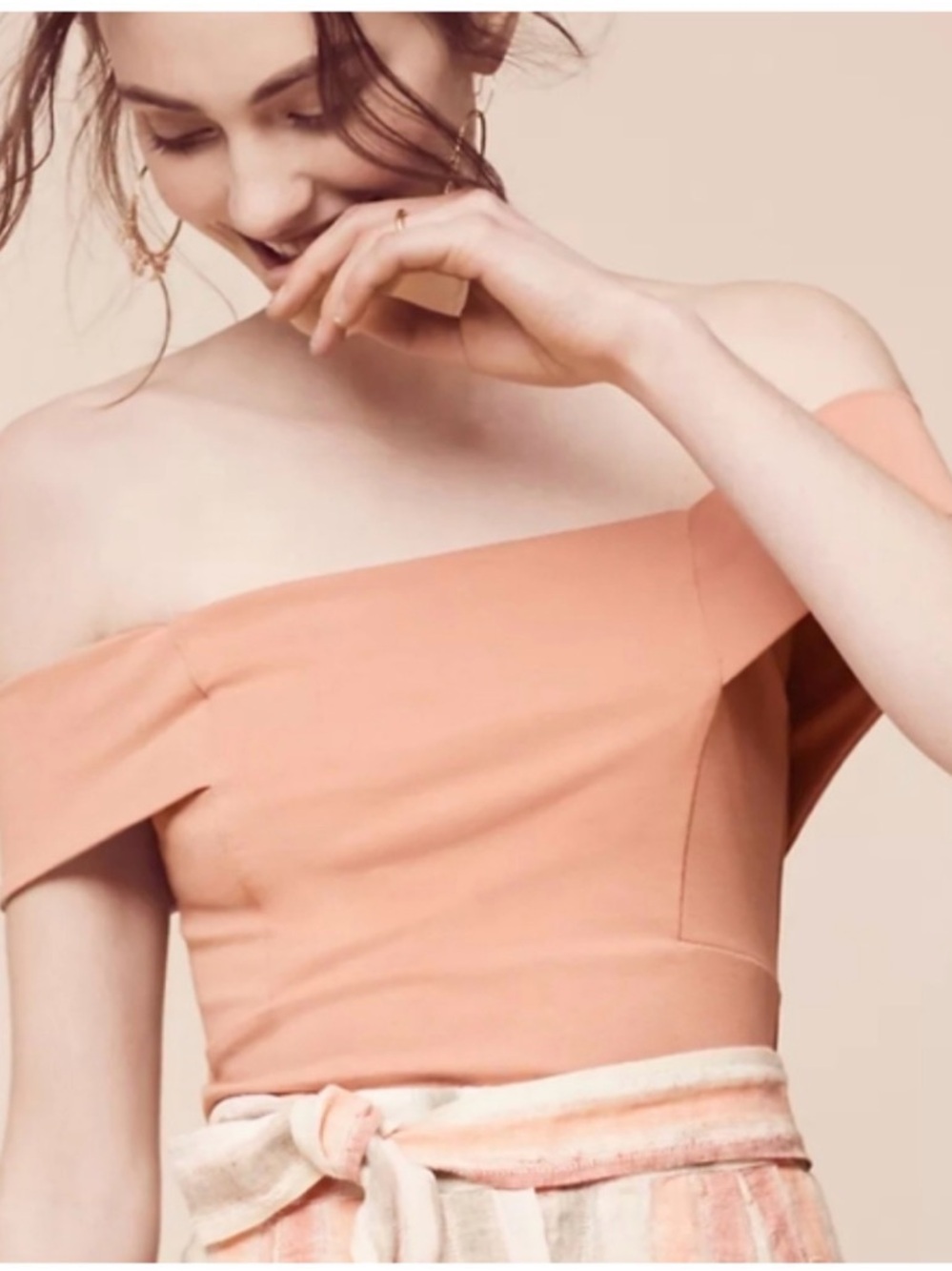 Deletta Off-Shoulder  Top in deep blush/maude by Anthropologie XL